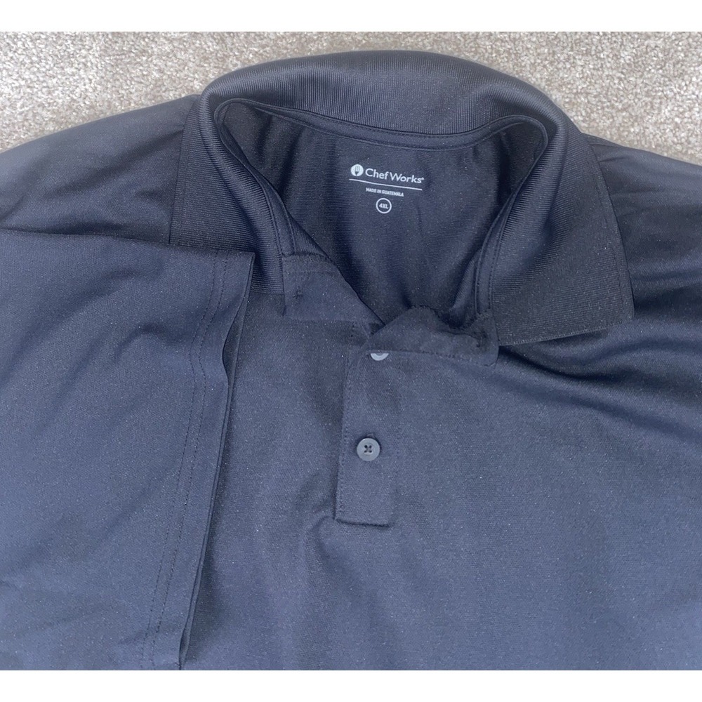 Chef Works Mens 4XL Polo Black Kitchen Preppy Boss Executive Chef